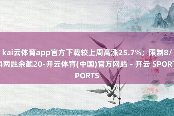 kai云体育app官方下载较上周高涨25.7%;限制8/14两融余额20-开云体育(中国)官方网站 - 开云 SPORTS